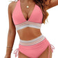 🔥2026 Neuer Typ 48% Rabatt💥Hoch taillierte Bikini-Sets mit Bauchkontrolle und Farbblock-Design👙