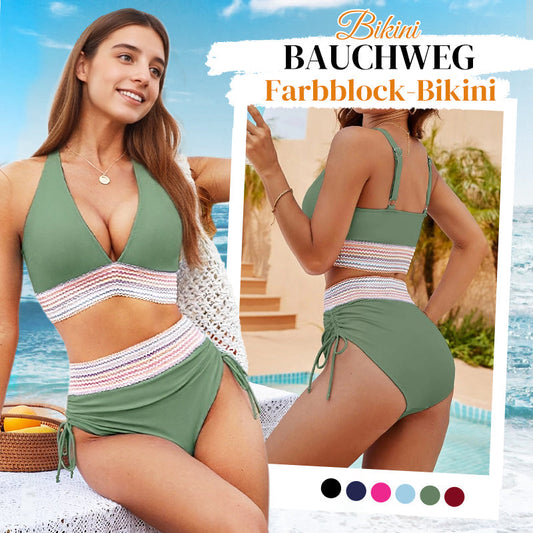 🔥2026 Neuer Typ 48% Rabatt💥Hoch taillierte Bikini-Sets mit Bauchkontrolle und Farbblock-Design👙
