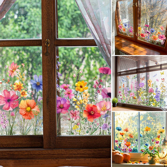 💐Färgglada Blombukett Fönsterdekal💞