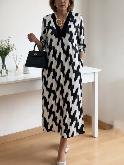 🌸Tidig vårrea – 50 % RABATT!🔥 Casual chic maxiklänning – V-ringning, halvlånga ärmar, perfekt för vardagsbruk ✨