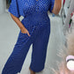 🔥 48% RABATT🔥 Jumpsuit med prickigt tryck och elastisk midja