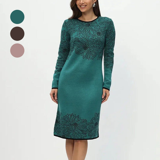 💖Printed Straight Long Sleeve Crew Neck Dress