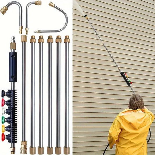 🏡 【PROFFSTVÄTT】4000 PSI Teleskopisk Högtrycksstav ✨ 3-i-1 Rengöring för Hela Huset – Utan Stege!