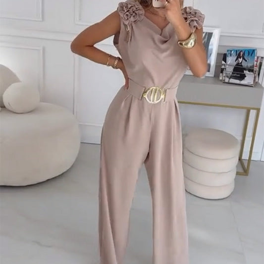 🔥🎁Nyhet 49% RABATT🔥💖Ärmlös jumpsuit med blomstersmyckning för kvinnor🌸