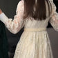 💥Hett tips💥 49% OFF✨✨Vintage broderad klänning med lanternärmar