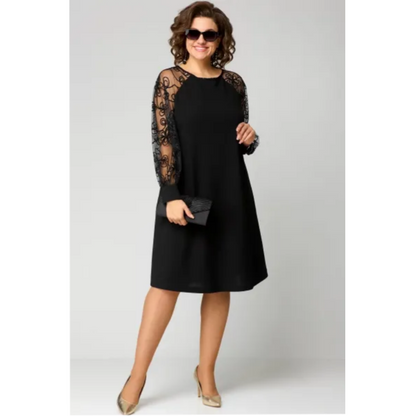 👗49% RABATT! ✨ Spets Lapptäcke Klänning – Rund Hals, Lång Ärm & Romantisk Design för Särskilda Tillfällen 🌸📦