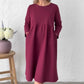👗Damklänning med lös passform, rund hals och fickor – enkel komfort och vardaglig elegans✨