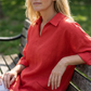 ✨Bästsäljare🔥Löst sittande V-ringad enfärgad casualskjorta för damer👚