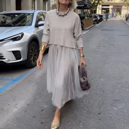 👗 Långärmad topp för kvinnor och ärmlös klänning i två delar ✨
