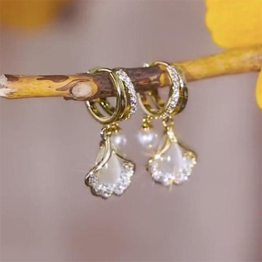 🎁49 % RABATT NÅ!!!🔥🍂 Unike ginkgobladøreringer | Opalglans, moderne og naturinspirert design ✨