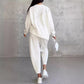 👚👖Set med långärmade sweatshirts och byxor med oregelbunden nederkant för kvinnor