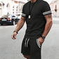 ✨ 49% rabatt🔥 2-delat set för män: randig t-shirt och shorts