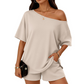 2-delat set med off-shoulder-motiv för kvinnor