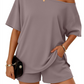 2-delat set med off-shoulder-motiv för kvinnor