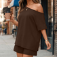 2-delat set med off-shoulder-motiv för kvinnor