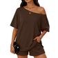 2-delat set med off-shoulder-motiv för kvinnor