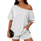2-delat set med off-shoulder-motiv för kvinnor