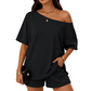 2-delat set med off-shoulder-motiv för kvinnor