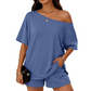2-delat set med off-shoulder-motiv för kvinnor
