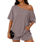 2-delat set med off-shoulder-motiv för kvinnor