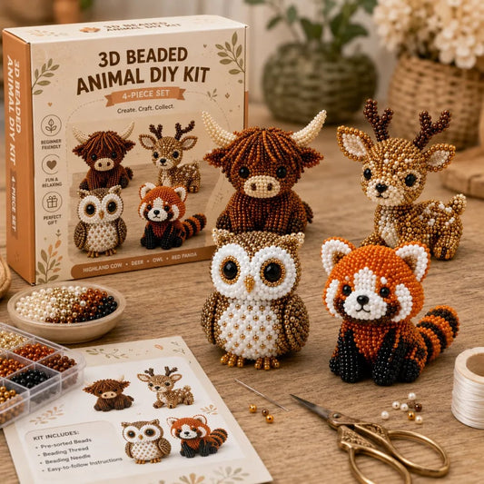 🏆Tidsbegränsat erbjudande: 49 % rabatt🧵✨Hantverksset med små 3D-djur med pärlor