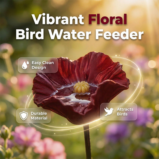 🎨🐦💧 Färgglad fågelbad med blommönster 🌸🌼