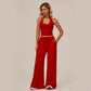 👗 49% RABATT ✨ | 2-delat Set – Halterneck Topp & Vida Byxor