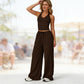 👗 49% RABATT ✨ | 2-delat Set – Halterneck Topp & Vida Byxor