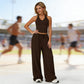 👗 49% RABATT ✨ | 2-delat Set – Halterneck Topp & Vida Byxor