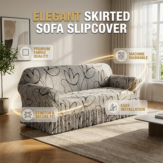 🛋️Capa elástica para sofá – Borda com folhos e proteção total