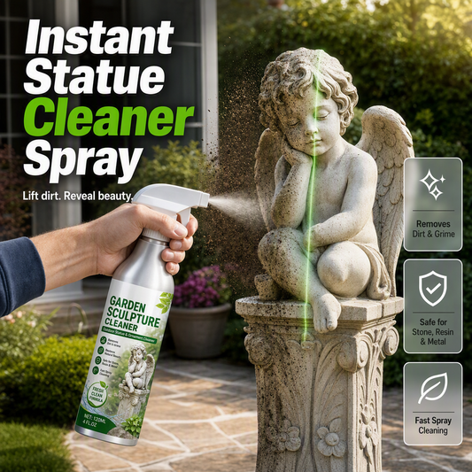 🌿 Compre 2 e ganhe 1 GRÁTIS ✨ Spray de limpeza potente para esculturas de jardim – Remove a sujeira e restaura a aparência renovada 🗿