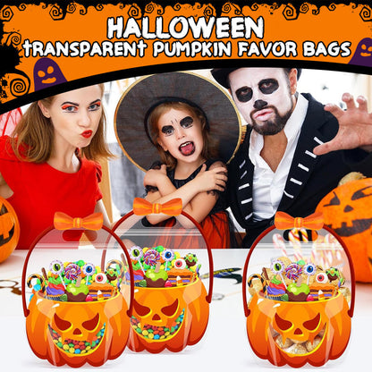 🎃Sacos de lembranças transparentes em forma de abóbora para o Halloween