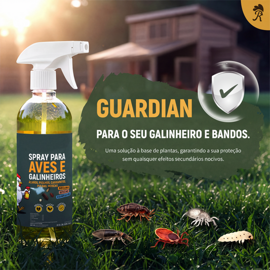 Spray de limpeza natural para galinheiros