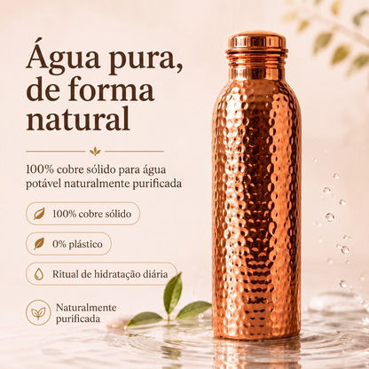 💧Garrafa de Água Premium Feita de 100% Cobre Sólido – Sem Plástico e Inspirada na Ayurveda