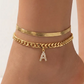 Conjunto de tornozeleiras com design de letra inicial para mulheres