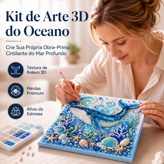 Kit Criativo de Pintura com Pérolas Falsas Faça Você Mesmo com Tema de Vida Marinha