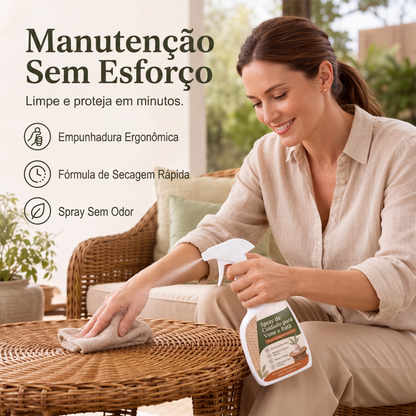 Spray de Cuidado para Vime e Rattan 120ml Restaura a Cor Natural e Protege Móveis Tecidos