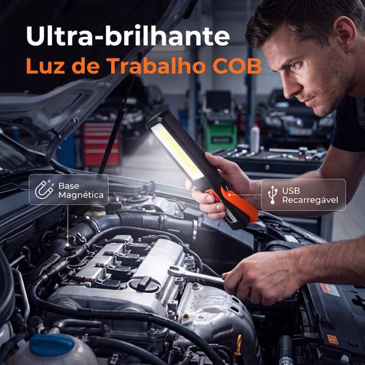 🔧 LUZ DE TRABALHO LED COB PORTÁTIL – A SOLUÇÃO DE ILUMINAÇÃO PARA TODAS AS SITUAÇÕES!