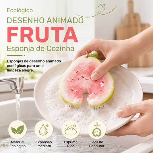 🍓 ESPONJA DE LIMPEZA PARA LOUÇAS EM FORMATO DE FRUTA FOFA – LAVE A LOUÇA COM ESTILO E ALEGRIA!