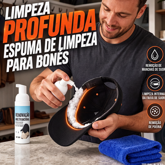 Limpador de espuma para bonés de beisebol sem enxágue