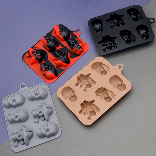 Forma de gelo de silicone de caveira 3D com tampa