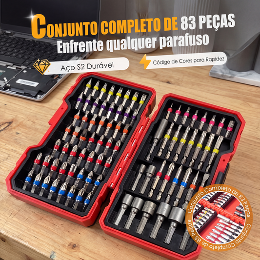 Conjunto de Pontas de Chave de Fenda com 83 Peças