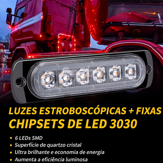 Luz LED impermeável com modo fixo e estroboscópico para caminhões e motocicletas