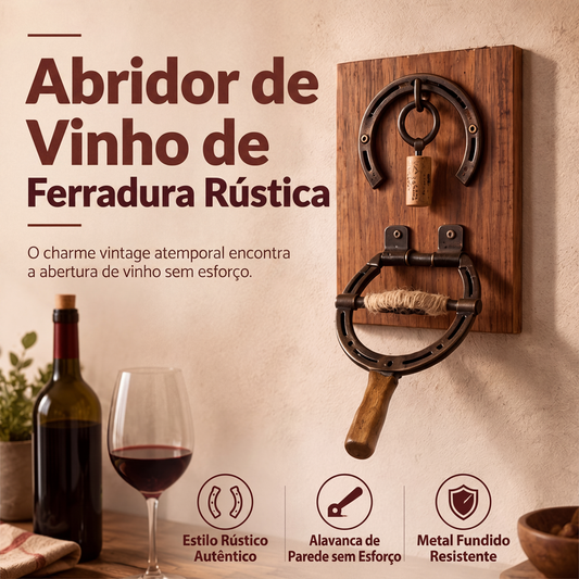 Abridor de vinho de ferradura vintage para montagem na parede