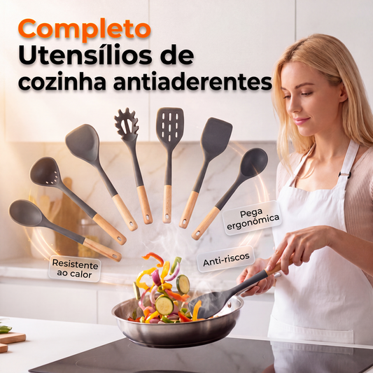 Conjunto completo de utensílios de cozinha de silicone