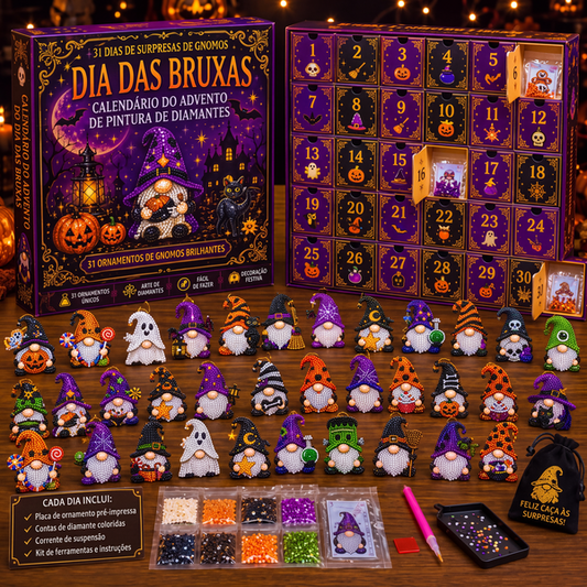 🎉✨ Calendário do Advento de Pintura com Diamantes de Halloween: 31 Dias de Surpresas de Gnomos