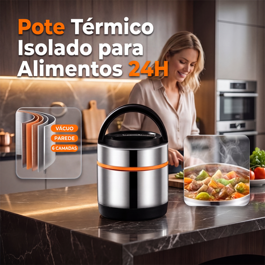 📢📢 43% DE DESCONTO !!⏰Pote Térmico para Alimentos de Aço Inoxidável com Múltiplas Camadas