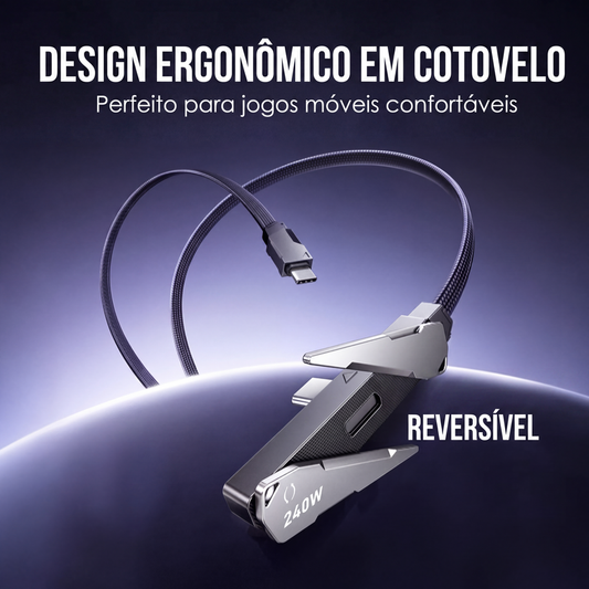 📱 CARREGA + APOIA – TUDO NUM SÓ💨!Cabo de carregamento rápido 2 em 1 com suporte para celular