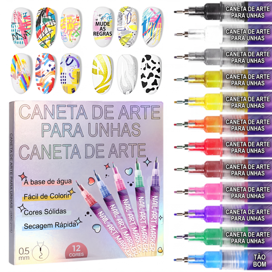🎁PROMOÇÃO QUENTE 50% DE DESCONTO⏳🎨Conjunto de Canetas para Arte de Unhas com 12 Cores🔥
