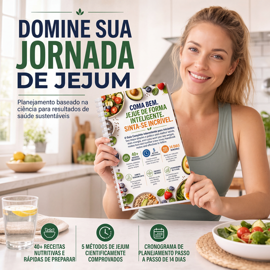 📖🥗 Guia de Jejum Intermitente para Iniciantes – Plano Inicial de 14 Dias com Mais de 40 Receitas